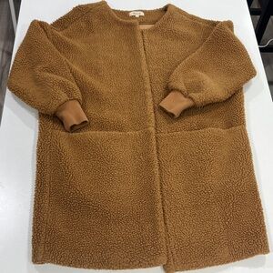 Madewell Plush Teddy Jacket in Camel Brown, size XS